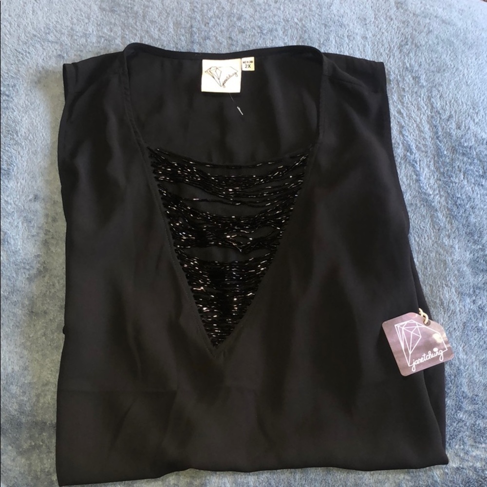 Janetchung Sleeveless Black Top